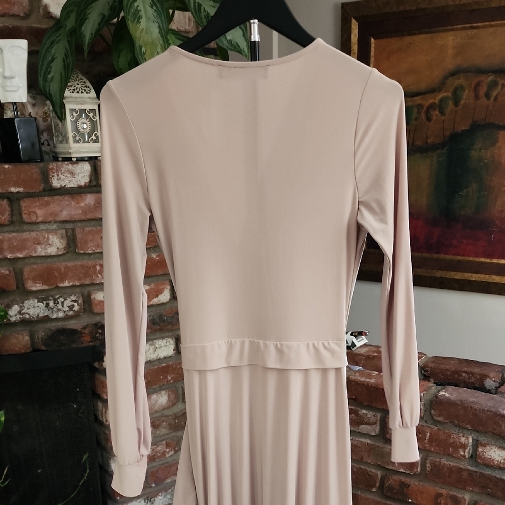 Naked Wardrobe Beige Long Sleeve Maxi Dress - Picture 7 of 14